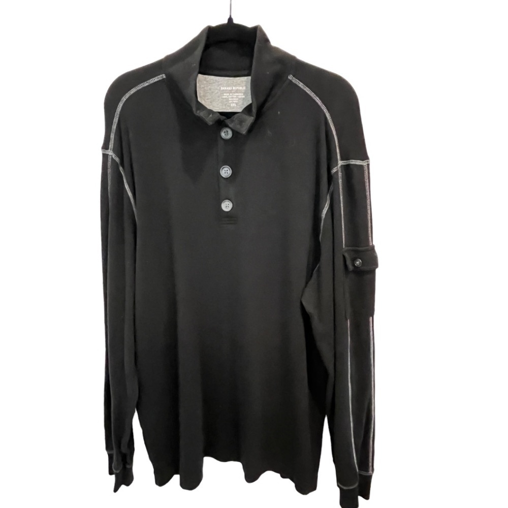 Banana Republic Black 1/4 Button Long Sleeve Men's Sweatshirt Size XXL